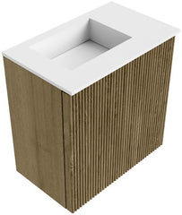 JOYA 40cm toiletmeubel kleur Dusk. Wastafel FAYE positie Links Zonder kraangat kleur Talc