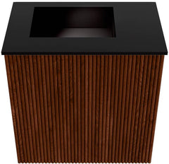 JOYA 40cm toiletmeubel kleur Ruby. Wastafel FAYE positie Links Zonder kraangat kleur Urban.