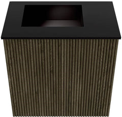 JOYA 40cm toiletmeubel kleur Shadow. Wastafel FAYE positie Links Zonder kraangat kleur Urban