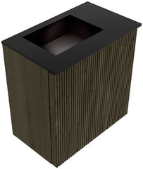 JOYA 40cm toiletmeubel kleur Shadow. Wastafel FAYE positie Links Zonder kraangat kleur Urban