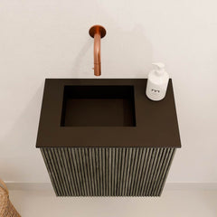 JOYA 40cm toiletmeubel kleur Shadow. Wastafel FAYE positie Links Zonder kraangat kleur Urban