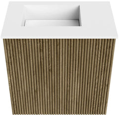 JOYA 40cm toiletmeubel kleur Dusk. Wastafel FAYE positie Links 1 kraangat kleur Talc