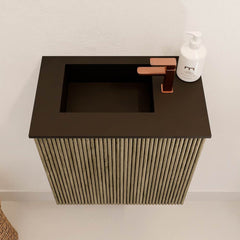 JOYA 40cm toiletmeubel kleur Dusk. Wastafel FAYE positie Links 1 kraangat kleur Urban