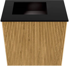 JOYA 40cm toiletmeubel kleur Oak. Wastafel FAYE positie Links 1 kraangat kleur Urban.