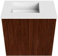 JOYA 40cm toiletmeubel kleur Ruby. Wastafel FAYE positie Links 1 kraangat kleur Talc.