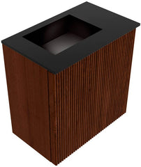 JOYA 40cm toiletmeubel kleur Ruby. Wastafel FAYE positie Links 1 kraangat kleur Urban.