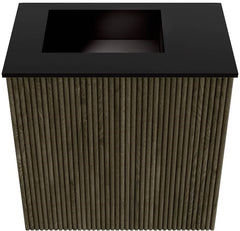 JOYA 40cm toiletmeubel kleur Shadow. Wastafel FAYE positie Links 1 kraangat kleur Urban