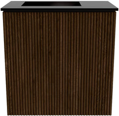 JOYA 40cm toiletmeubel kleur Walnut. Wastafel FAYE positie Links 1 kraangat kleur Urban