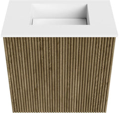 JOYA 40cm toiletmeubel kleur Dusk. Wastafel FAYE positie Midden Zonder kraangat kleur Talc.