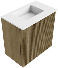 JOYA 40cm toiletmeubel kleur Dusk. Wastafel FAYE positie Midden Zonder kraangat kleur Talc.