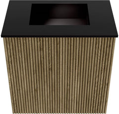 JOYA 40cm toiletmeubel kleur Dusk. Wastafel FAYE positie Midden Zonder kraangat kleur Urban.