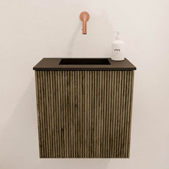 JOYA 40cm toiletmeubel kleur Dusk. Wastafel FAYE positie Midden Zonder kraangat kleur Urban.