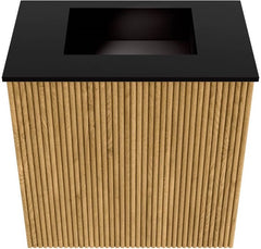 JOYA 40cm toiletmeubel kleur Oak. Wastafel FAYE positie Midden Zonder kraangat kleur Urban.