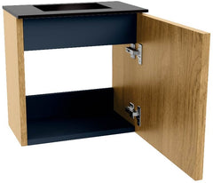 JOYA 40cm toiletmeubel kleur Oak. Wastafel FAYE positie Midden Zonder kraangat kleur Urban.