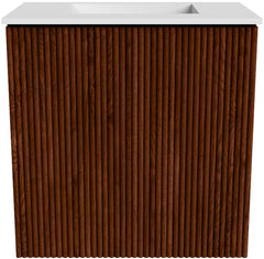 JOYA 40cm toiletmeubel kleur Ruby. Wastafel FAYE positie Midden Zonder kraangat kleur Talc.