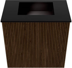 JOYA 40cm toiletmeubel kleur Walnut. Wastafel FAYE positie Midden Zonder kraangat kleur Urban.