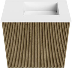 JOYA 40cm toiletmeubel kleur Dusk. Wastafel FAYE positie Rechts Zonder kraangat kleur Talc.