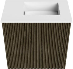 JOYA 40cm toiletmeubel kleur Shadow. Wastafel FAYE positie Rechts Zonder kraangat kleur Talc.