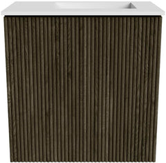 JOYA 40cm toiletmeubel kleur Shadow. Wastafel FAYE positie Rechts Zonder kraangat kleur Talc.