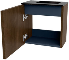 JOYA 40cm toiletmeubel kleur Walnut. Wastafel FAYE positie Rechts Zonder kraangat kleur Urban.