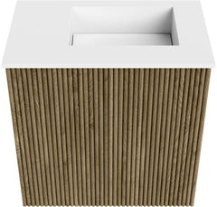 JOYA 40cm toiletmeubel kleur Dusk. Wastafel FAYE positie Rechts 1 kraangat kleur Talc.