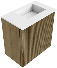 JOYA 40cm toiletmeubel kleur Dusk. Wastafel FAYE positie Rechts 1 kraangat kleur Talc.