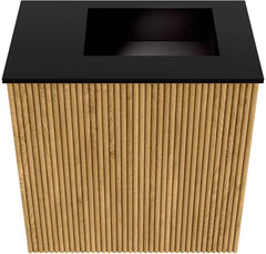 JOYA 40cm toiletmeubel kleur Oak. Wastafel FAYE positie Rechts 1 kraangat kleur Urban