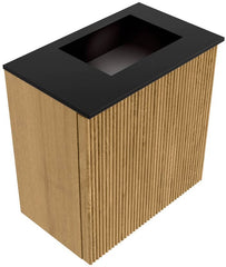 JOYA 40cm toiletmeubel kleur Oak. Wastafel FAYE positie Rechts 1 kraangat kleur Urban