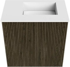 JOYA 40cm toiletmeubel kleur Shadow. Wastafel FAYE positie Rechts 1 kraangat kleur Talc