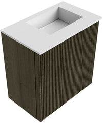 JOYA 40cm toiletmeubel kleur Shadow. Wastafel FAYE positie Rechts 1 kraangat kleur Talc