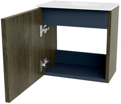 JOYA 40cm toiletmeubel kleur Shadow. Wastafel FAYE positie Rechts 1 kraangat kleur Talc