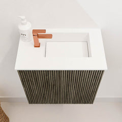 JOYA 40cm toiletmeubel kleur Shadow. Wastafel FAYE positie Rechts 1 kraangat kleur Talc