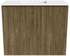 JOYA 50cm toiletmeubel kleur Dusk. Wastafel FAYE positie Links Zonder kraangat kleur Talc.