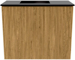 JOYA 50cm toiletmeubel kleur Oak. Wastafel FAYE positie Links Zonder kraangat kleur Urban.