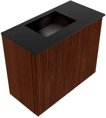 JOYA 50cm toiletmeubel kleur Ruby. Wastafel FAYE positie Links Zonder kraangat kleur Urban.