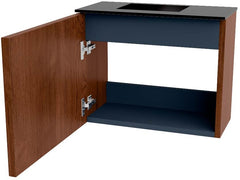 JOYA 50cm toiletmeubel kleur Ruby. Wastafel FAYE positie Links Zonder kraangat kleur Urban.