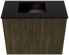 JOYA 50cm toiletmeubel kleur Shadow. Wastafel FAYE positie Links Zonder kraangat kleur Urban.