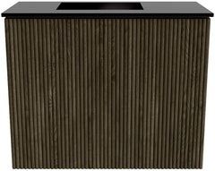 JOYA 50cm toiletmeubel kleur Shadow. Wastafel FAYE positie Links Zonder kraangat kleur Urban.