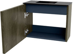 JOYA 50cm toiletmeubel kleur Shadow. Wastafel FAYE positie Links Zonder kraangat kleur Urban.