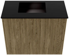 JOYA 50cm toiletmeubel kleur Dusk. Wastafel FAYE positie Links 1 kraangat kleur Urban.