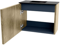 JOYA 50cm toiletmeubel kleur Dusk. Wastafel FAYE positie Links 1 kraangat kleur Urban.