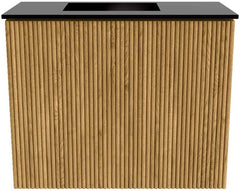 JOYA 50cm toiletmeubel kleur Oak. Wastafel FAYE positie Links 1 kraangat kleur Urban.