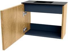 JOYA 50cm toiletmeubel kleur Oak. Wastafel FAYE positie Links 1 kraangat kleur Urban.