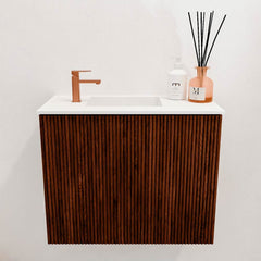 JOYA 50cm Ruby vanity unit. FAYE washbasin, left-hand position, single tap hole, Talc.