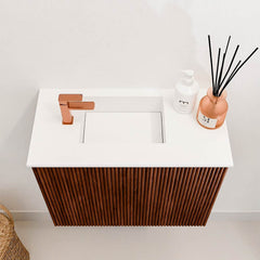 JOYA 50cm Ruby vanity unit. FAYE washbasin, left-hand position, single tap hole, Talc.