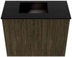 JOYA 50cm toiletmeubel kleur Shadow. Wastafel FAYE positie Links 1 kraangat kleur Urban.