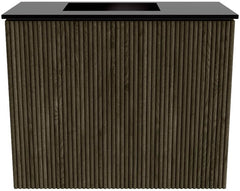 JOYA 50cm toiletmeubel kleur Shadow. Wastafel FAYE positie Links 1 kraangat kleur Urban.