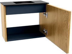 JOYA 50cm toiletmeubel kleur Oak. Wastafel FAYE positie Midden Zonder kraangat kleur Urban.