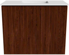 JOYA 50cm toiletmeubel kleur Ruby. Wastafel FAYE positie Midden Zonder kraangat kleur Talc.