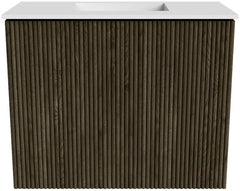 JOYA 50cm toiletmeubel kleur Shadow. Wastafel FAYE positie Midden Zonder kraangat kleur Talc.